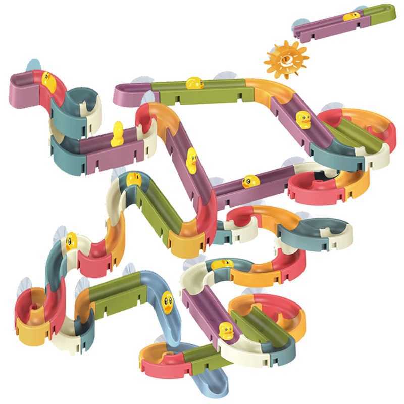 Baby Bath Toy Wall Sunction Cup Track Water WindUp Duck Slide Bathroom Assembling Swimming Pool Water Toys For Kids Gifts J251023
