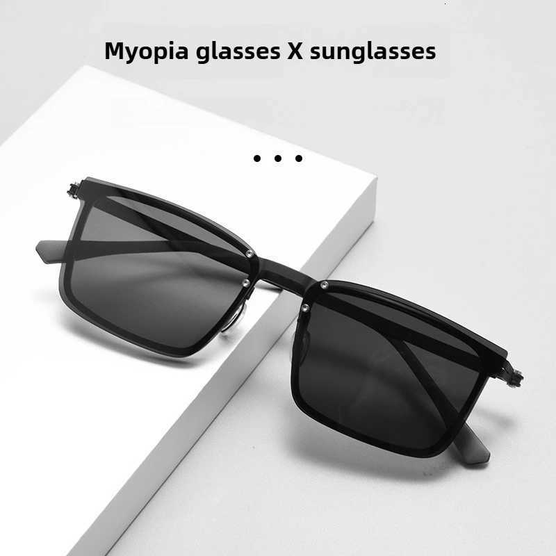 Magnetic sleeve glasses mens myopia sunglasses ultralight TR aluminum magnesium frame antiultraviolet polarized lightW251023
