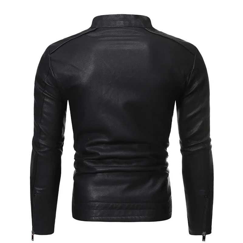Mens Fashionable Leather Jacket Autumn New PU Leather Jacket Motorcycle Bicycle Slim Fit Jacket Mens Black Blue Clothing W251023