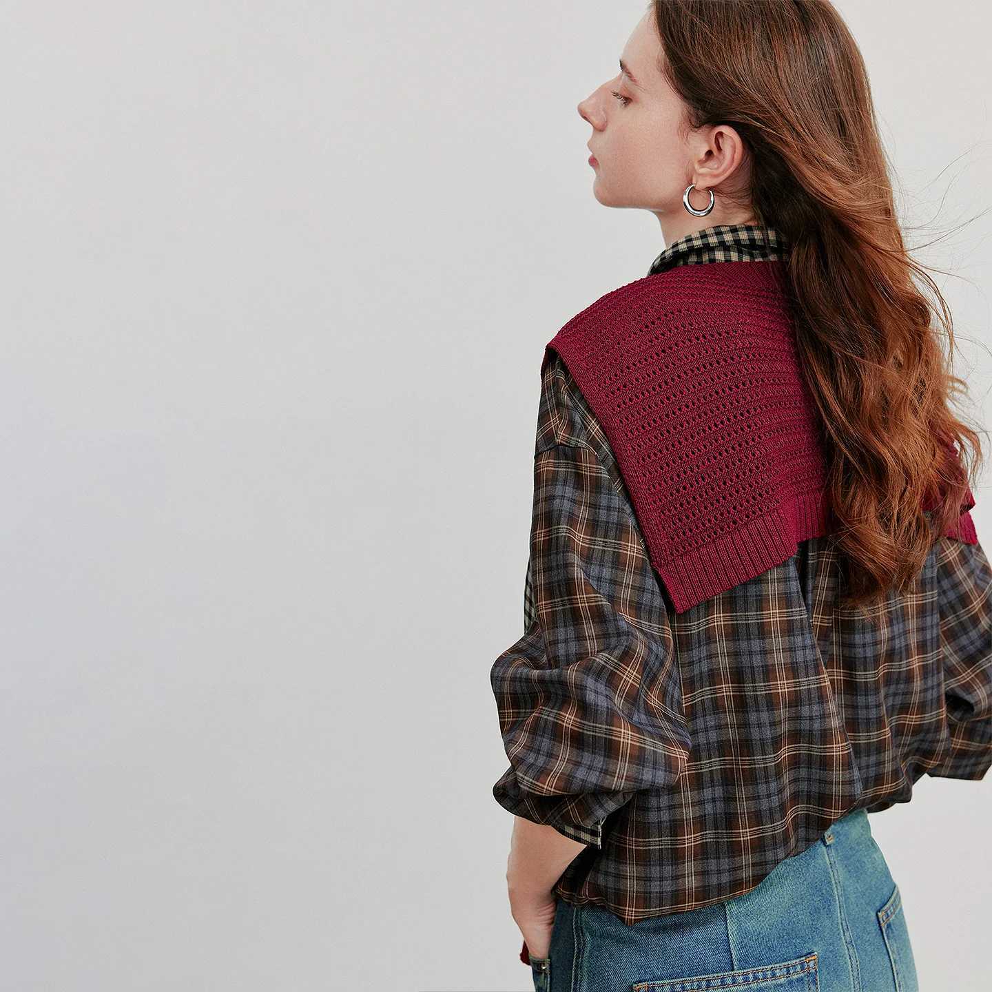 TOYOUTH Women Knitting Shawl 2025 Autumn New Solid Color Design Soft Textured Wrap Scarf Daily Wear J251113