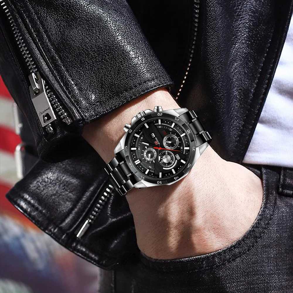 VA VOOM Sports Men Watch 3Bar Black Stainless Steel Waterproof Clock 46mm Quartz Movement Business Wrist Watch for Men RelojL251023