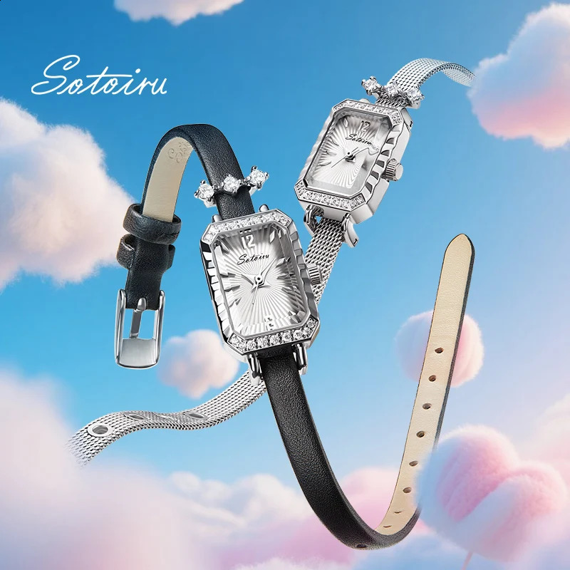 Sotoiru Square Watch For Women Leather Strap Quartz Wristwatch Elegant Minimalist Dress Watch Gift For Girlfriend 251021