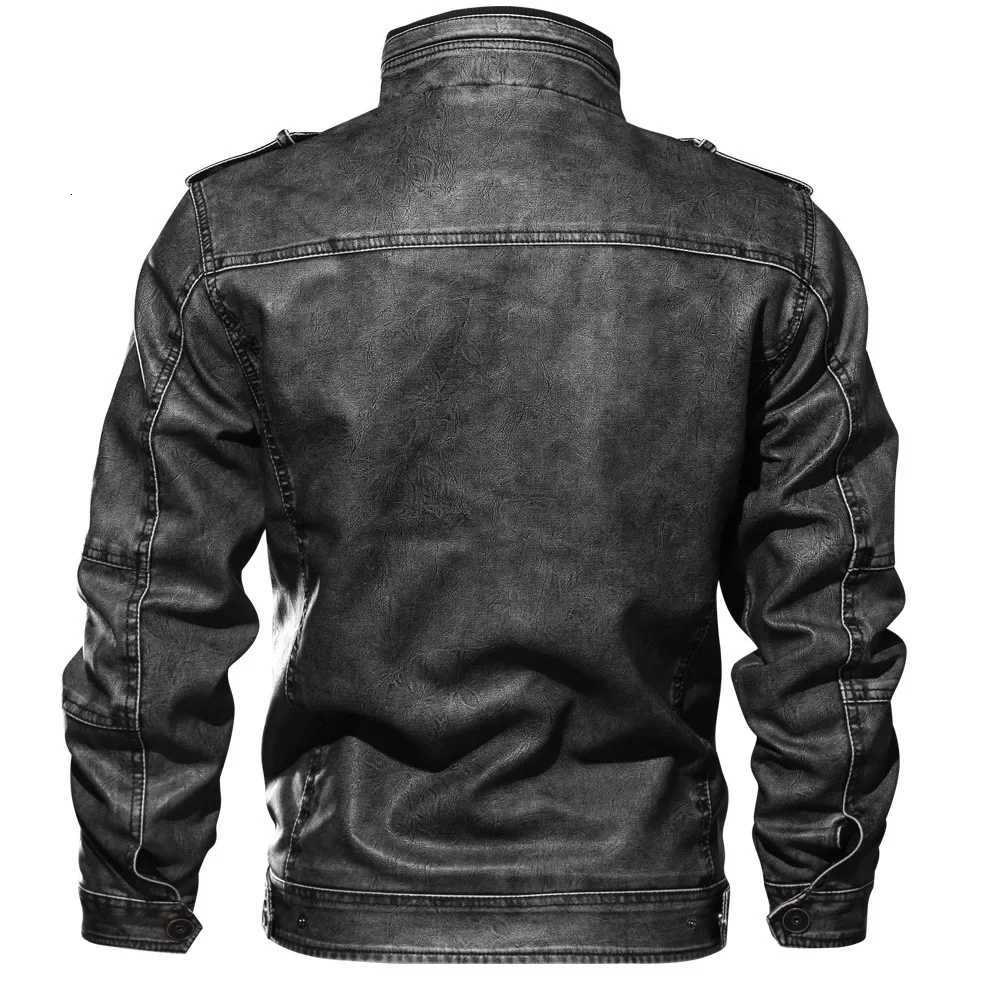 Causal Motorcycle Jackets Plus Size 8XL 3D Stand Collar Thick Tops Autumn Winter Brand Leather Jacket Men Vintage Biker PU Coat W251023