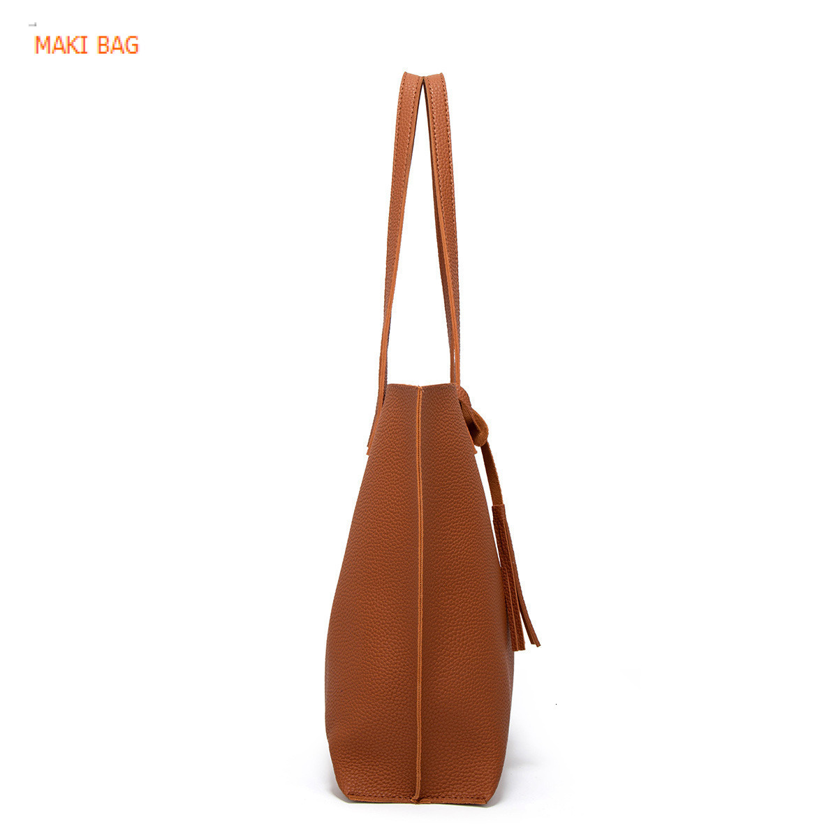 European and American solid color tassel mother and daughter bag shopping bag PU lychee texture magnetic buckle shoulder bag designer bag handbag cros