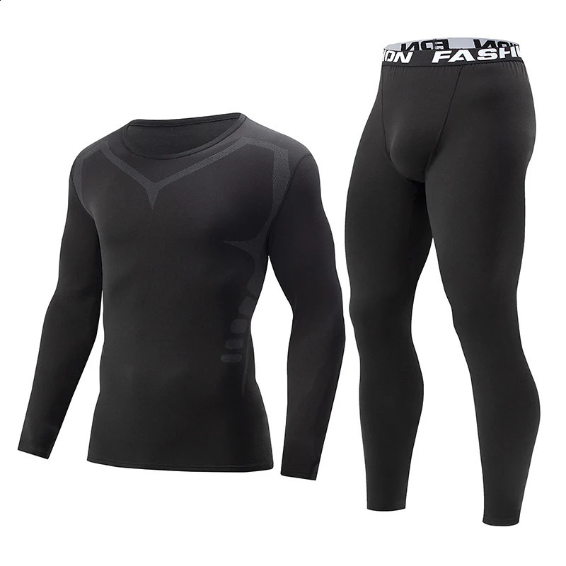 2 Pcs AutumnWinter Mens Sports and Leisure Warm Underwear Set Comfortable Large Stretch Athlete Round Neck Top Versatile Pants 251023