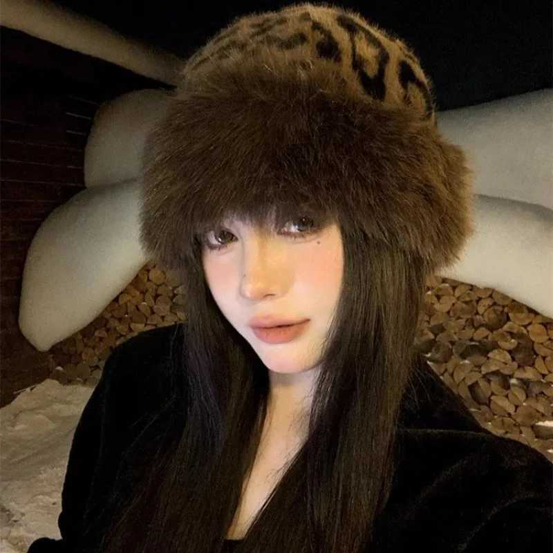 New Winter Warm Thicken Beanies Leopard Print Faux Fur Mongolian Hat Ethnic Style Fisherman Hat Traditional Headwear Fashion CapXJ251023