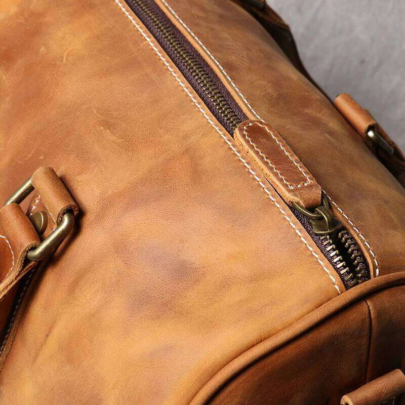 Vintage Men's Cowhide Leather Business Short-distance Carry Hand Lage Large-capacity Travel Bag Simple Messenger Bags