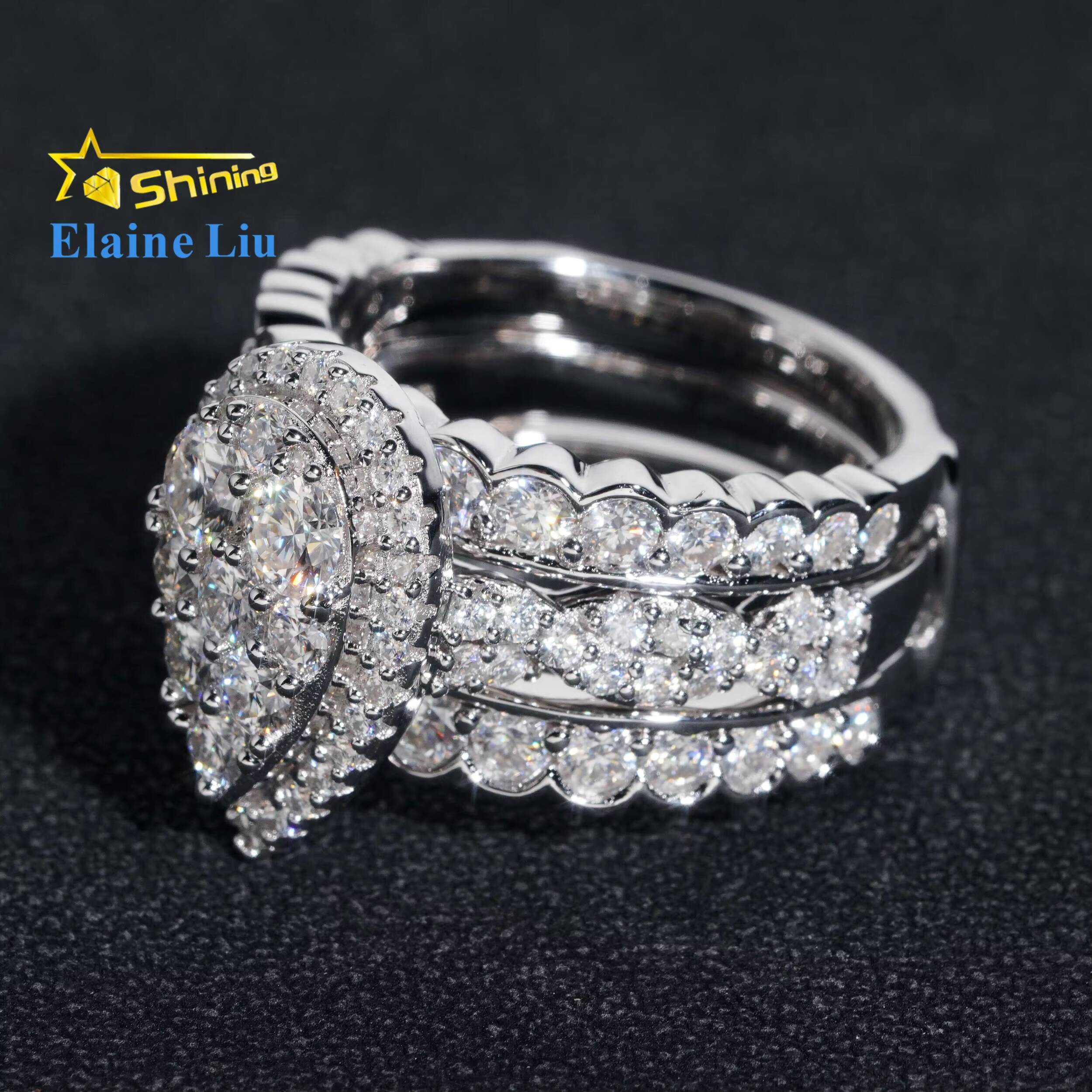 Custom Sterling Silver 925 Rings Vvs Diamond Moissanite Hip Hop Iced Out Ring for Women