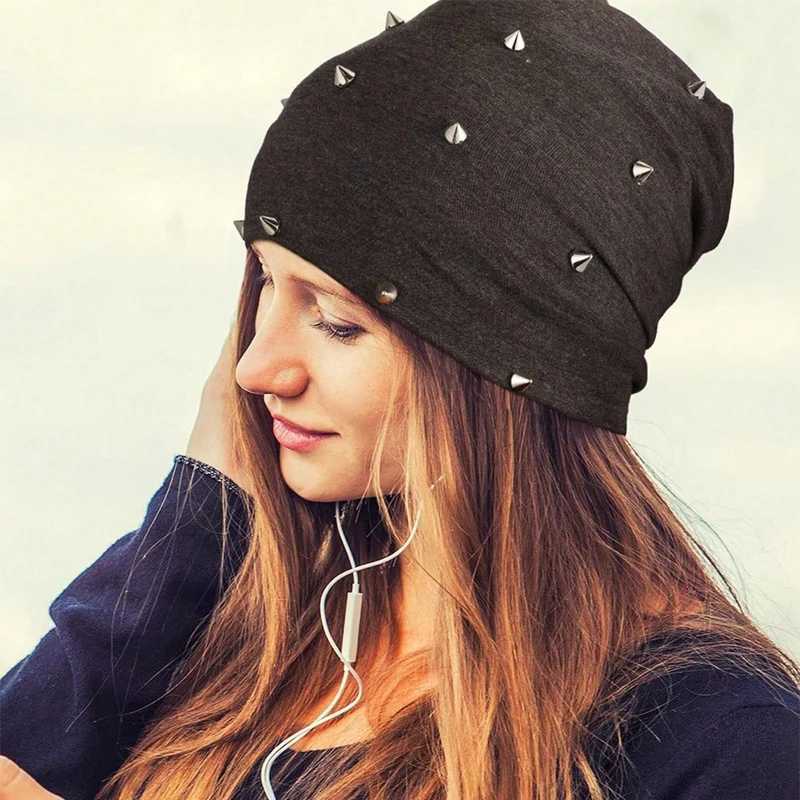 1pc Gothic Hat Unisex Goth Beanie Rivet Rock Punk Hat Stud Spike For Men Women Black GrayY2K Style lightweight and comfortableXJ251023