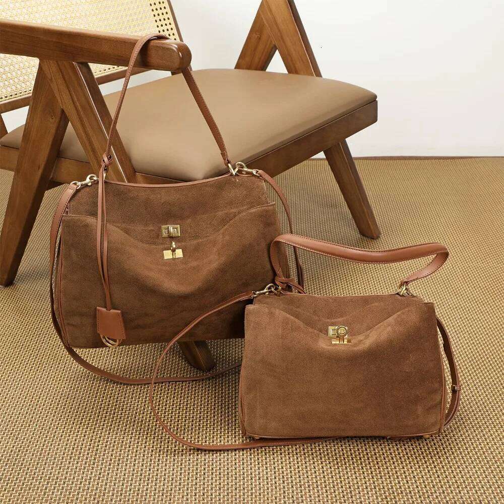 Autumn and Winter New Suede Retro Matte Cowhide High-end Sense Large-capacity Tote Versatile Commuter Leather Bag Women