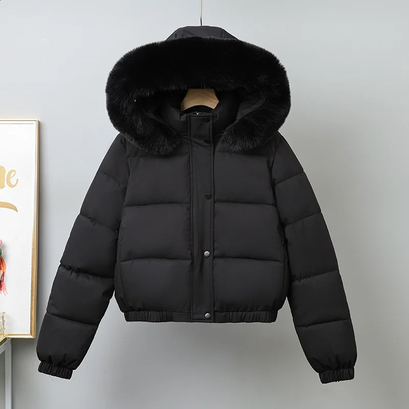 Winter Short Parkas Womens Cottonpadded Clothes Add Velvet Thicken Outerwear Fur Collar Removable Hooded Coats Warm Jackets 251021