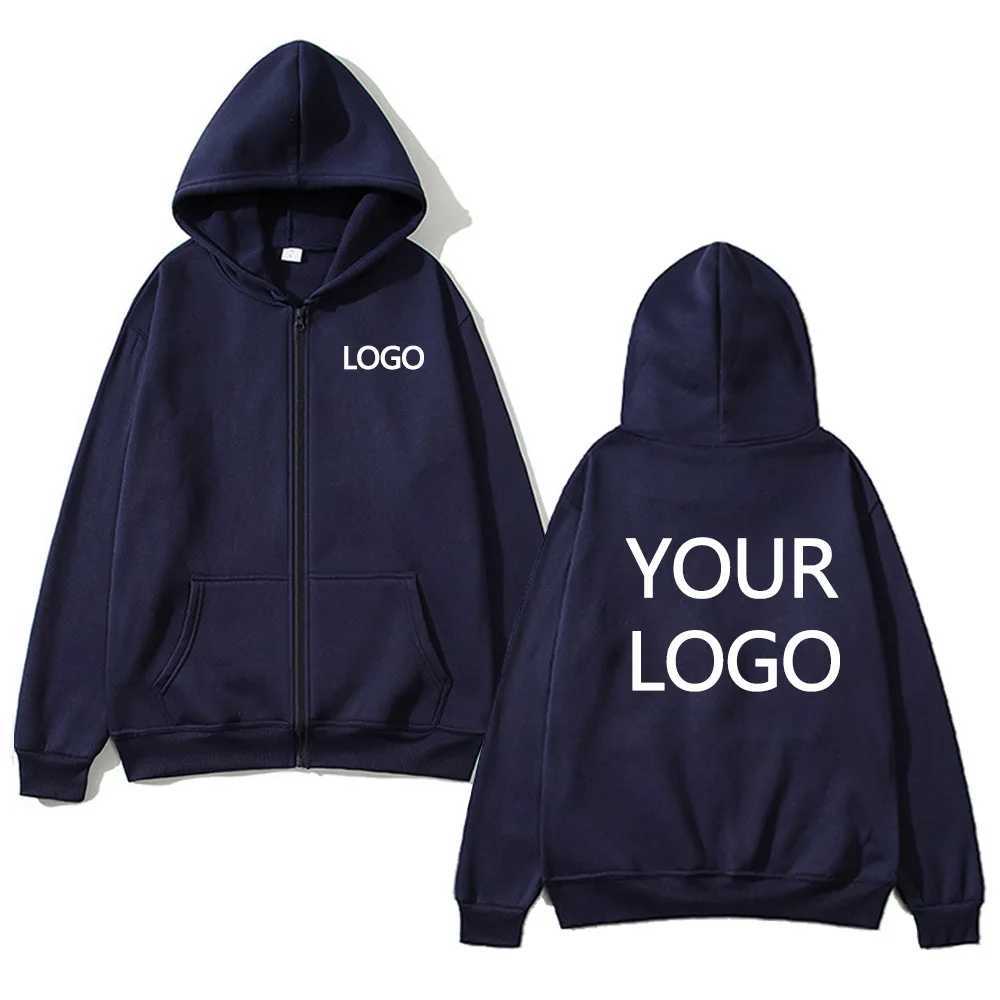DIY Personalised customised mens street hoodie zip front sports sweatshirt womens casual knitted hoodie couples giftT251023