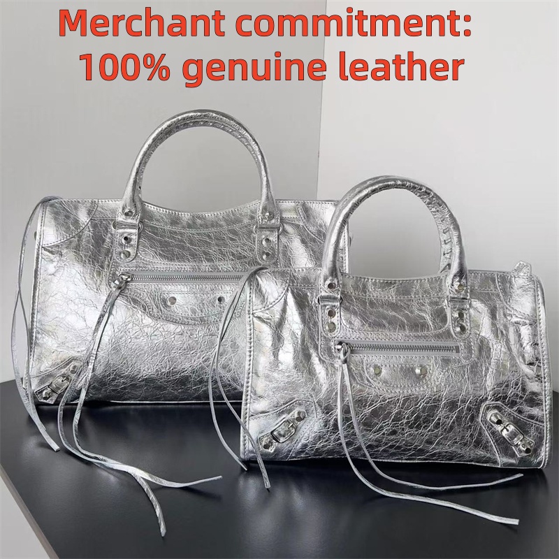 Womens mens handbags genuine leather Designer bag LE CITY tote bag Luxury sheepskin rivet Shoulder bag 10A quality suede Motorcycle bags large crossbody travel bag