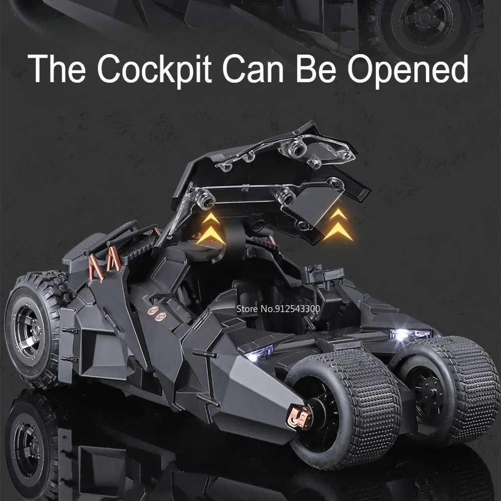 124 Scale Batmobile Model Classic Car Toy Metal Diecast Sound Light Spray Fighting Vehicle Models Decoration Display OrnamentT251023