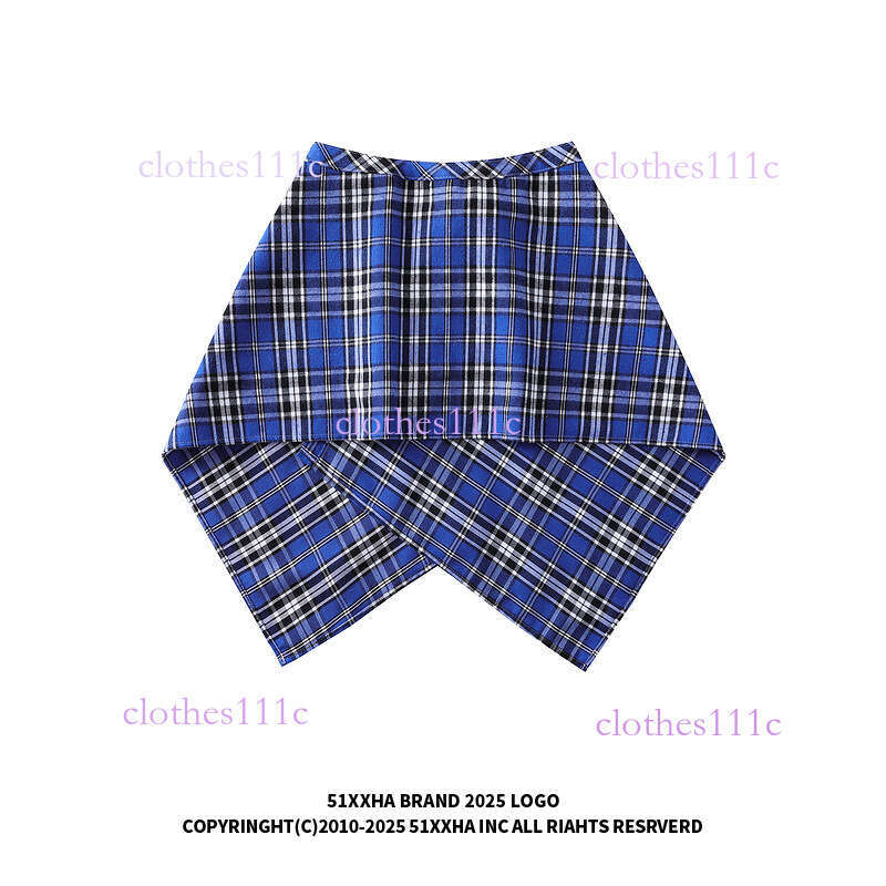 High Street Blue Plaid Fake Shirt Skirt With Belt Decoration For Men And Women, Slimming Layering Essential