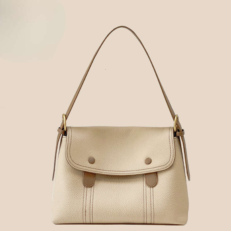 Genuine Leather Women S Color Block Panda Eye Design New Large Capacity Tote Top Layer Cowhide Commuter Underarm Bag Single Shoulder High Quality High