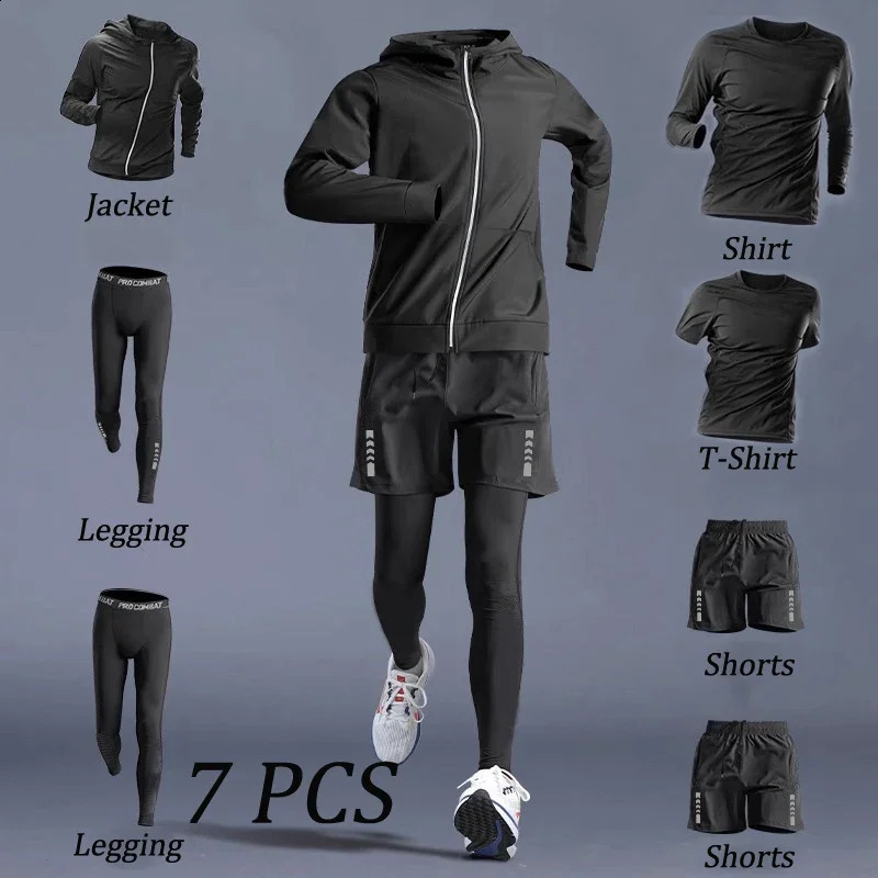 Autumn 57 PCS Sports Suit Mens Running Training Wear Fitness Outwear Quick Dry Clothes Morning Cycling Clothing Sportswear Men 251023