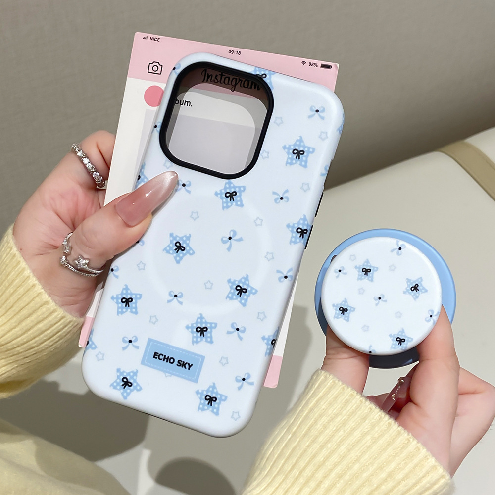 Ins Style Heart Bow Magnetic 2-in-1 Stand Compatible with iphone 16 Pro Phone 17 Protective Case 15