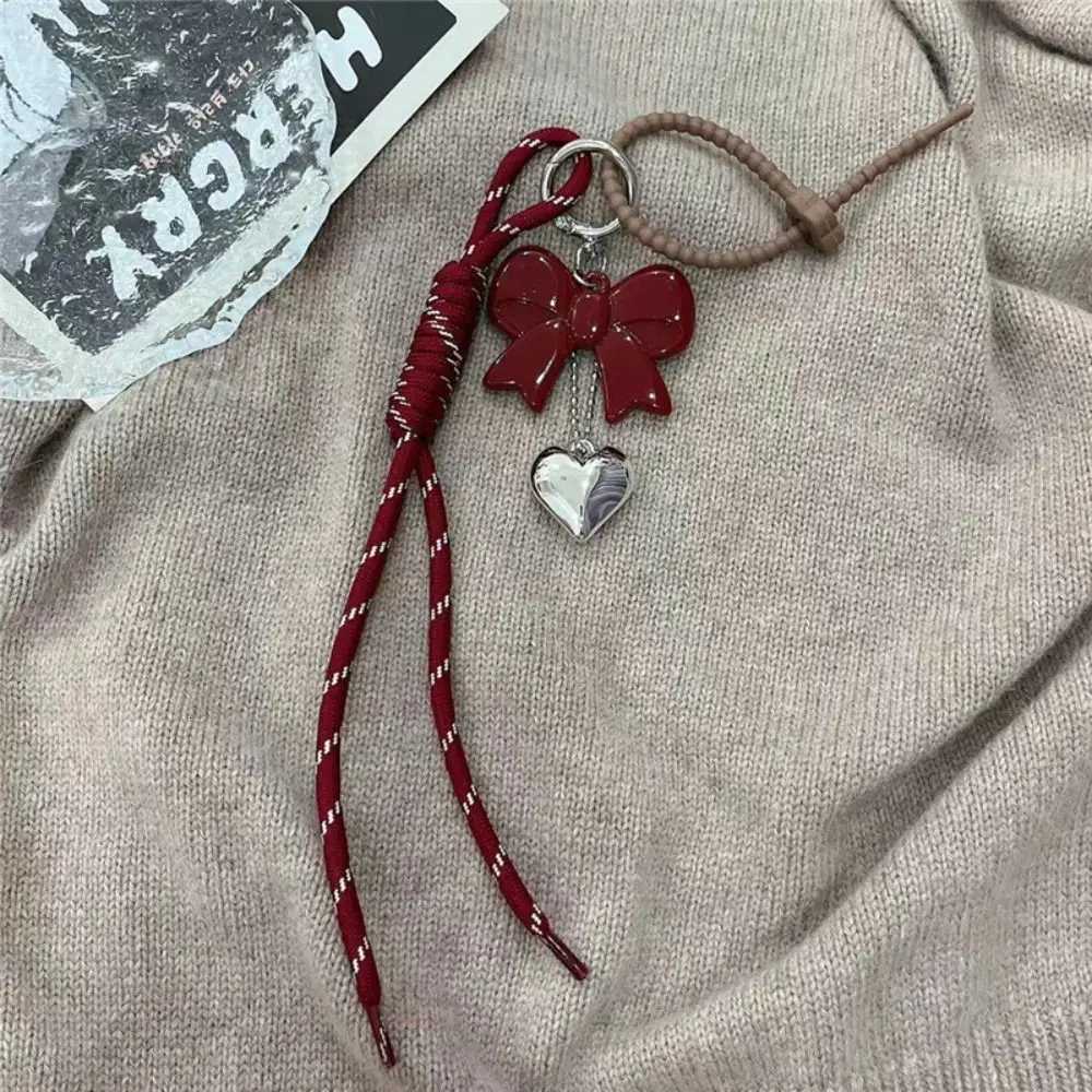 New Bowknot Braided Rope Keychain Handmade Y2K Bag Pendant Ornaments Heart Buckle Mobile Phone Lanyard Gifts Z251023