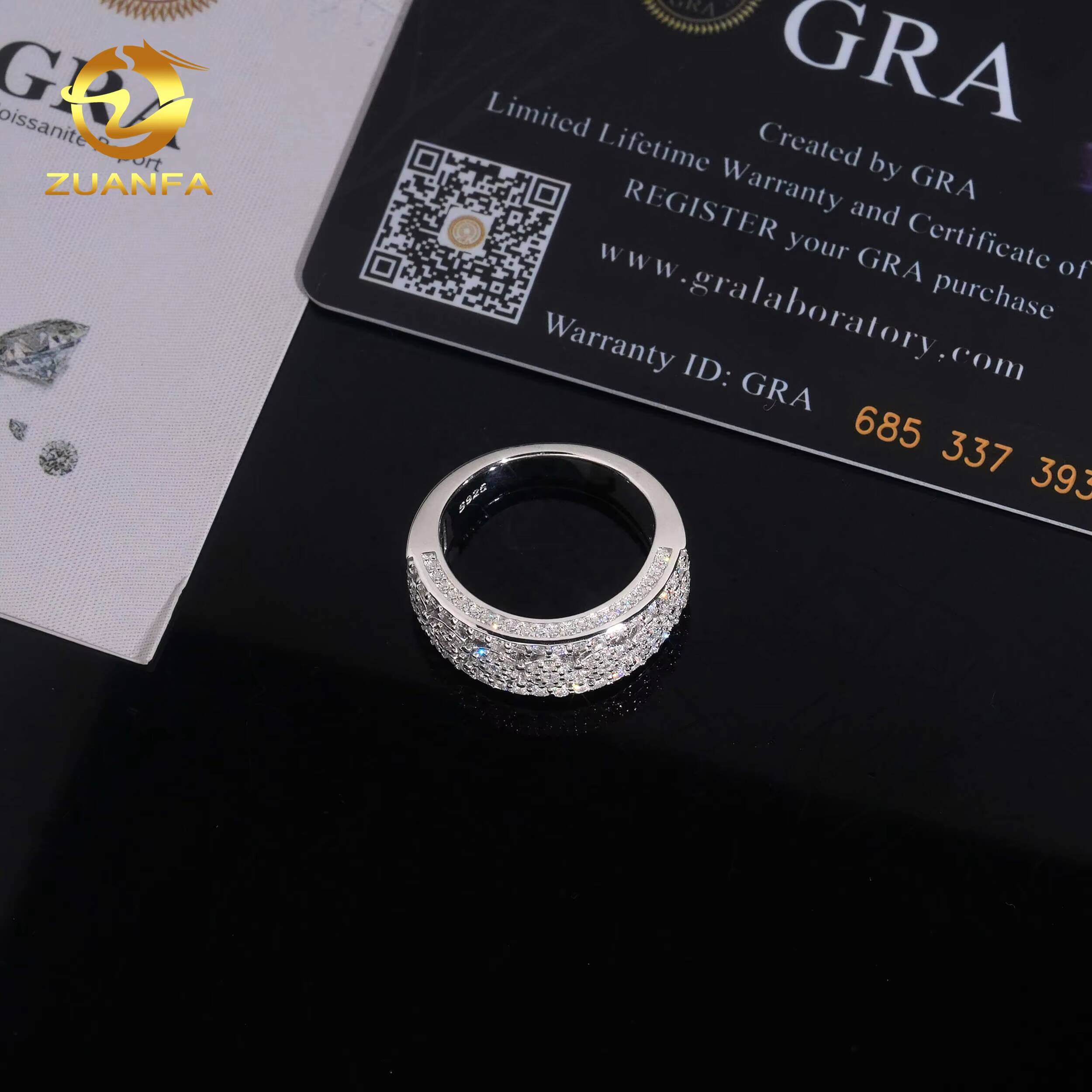 USA Warehouse Drop Shipping Hot Sale Fashion Iced Out Hip Hop Jewelry Vvs Moissanite Lab Diamond 925 Sterling Silver Man Ring