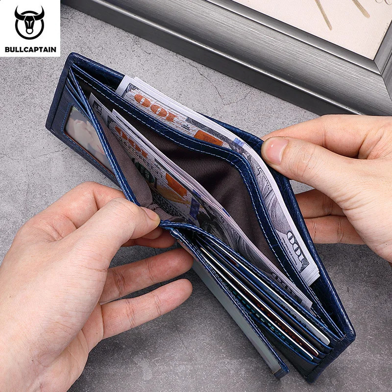 BULLCAPTAIN Mens Leather Wallet RFID Function Fashion Business MultiCard Mens Wallet Clip QB026251023
