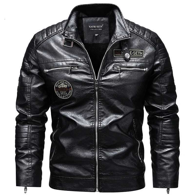 2025 Leather Jacket Mens Winter Fleece Motorcycle Faux Leather Jacket Removable Fur Collar Windbreaker Ropa De Hombre Slim Coat W251023
