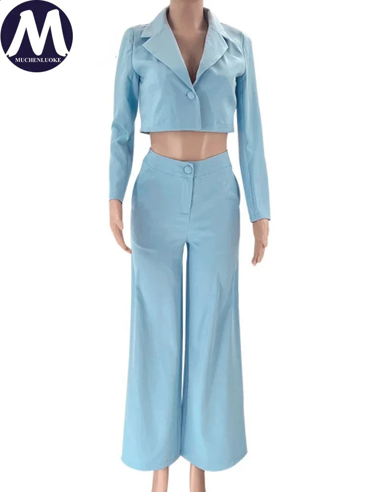 Elegant 2piece Sets for Women Fashion Office Ladies Cropped Blazer and High Waist Pant Suits 251021