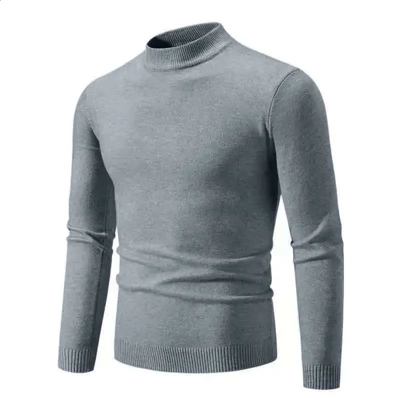 Sweatwear Mens Half Neck Basic Solid Color Sweaters Round Elastic Pullovers Warm Autumn Knitted Oversized Sweater Men 251023