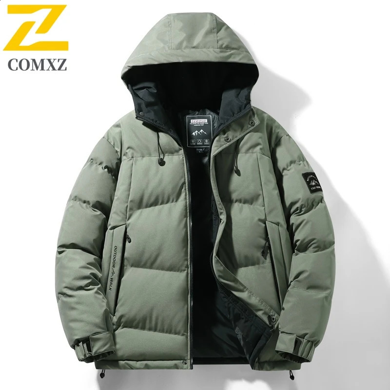 High Quality Mens Down Cotton Jacket Winter Fashion Shoulder Print Warm Cotton Coat Trendy Mens Coat 251013