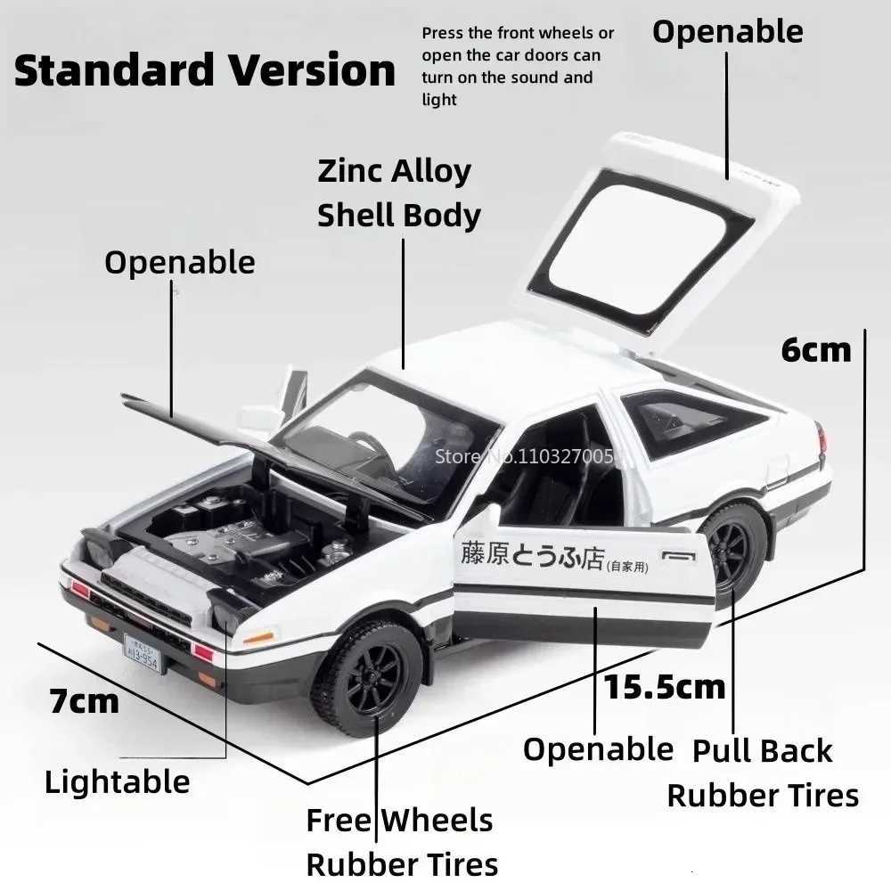 132 AE86 Minicar Alloy Diecast Model Car Toys Pull Back Sound Light Doors Openable Toys Series Boys Birthday Gifts CollectionT251023