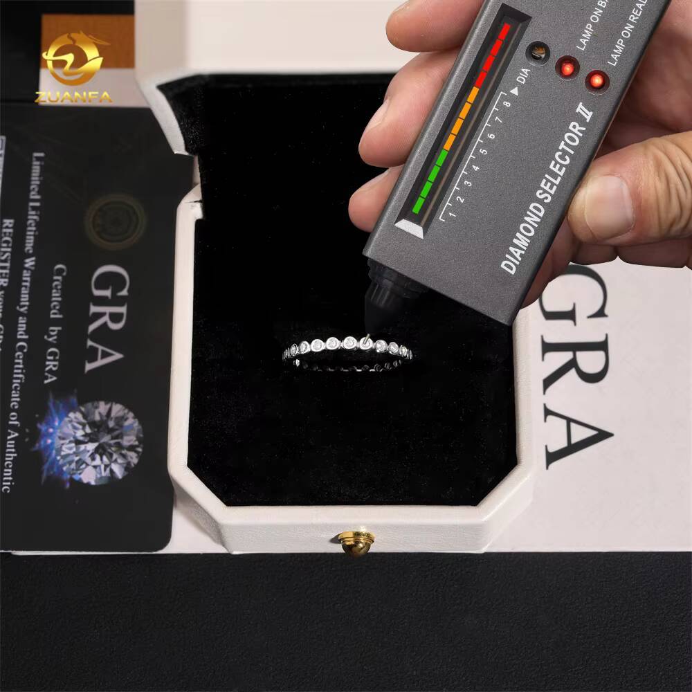 Bezel Set Eternity Ring Pass Diamond Tester Real Moissanite Ring 17mm Band RingCustom Moissanite Rings