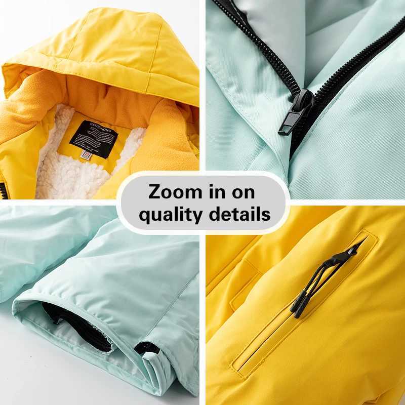 Winter childrens skiing suit for boys and girls windproof and waterproof thick coat for warmth and snow playing equipment Y251023