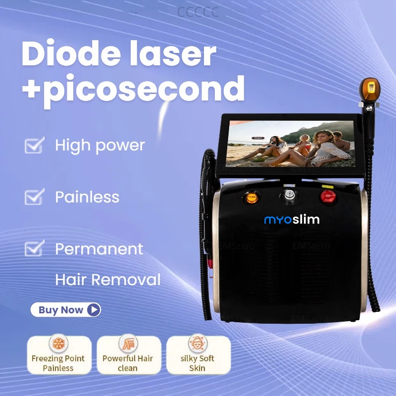 2 In 1 Picosecond Yag Laser Machine Pico Laser Tattoo Removal Ice Titanium Diode Laser 808nm Hair Removal Salon