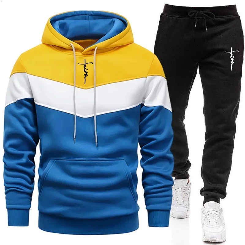 Comfort Casual Sports Autumn Winter Quality Men Tracksuit Fashion Hoodie Tricolor Single Sweatshirt and Pants Daily Man 251023