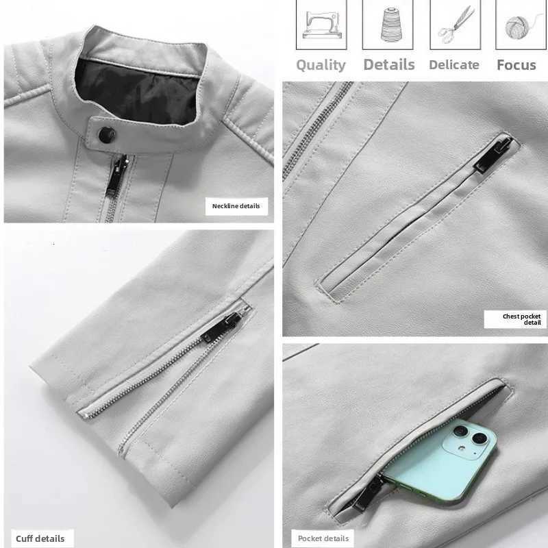M4XL 5XL Mens Big Tall Faux Leather Jacket Stand Collar Slim Fit Biker Coat Windproof Motorcycle Jacket for Autumn Winter W251023