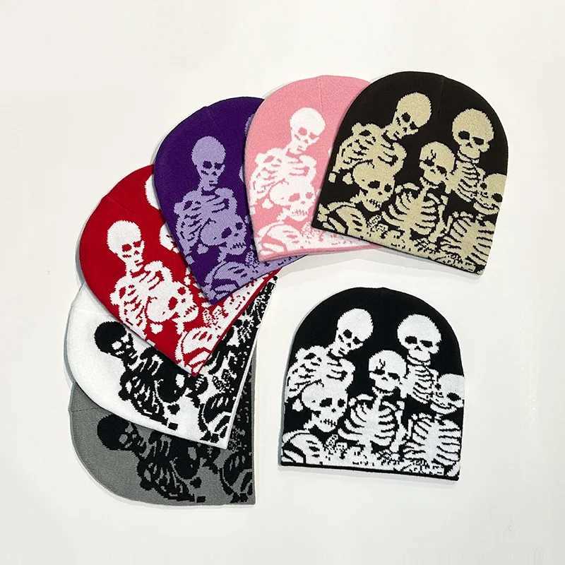 1pc Y2k Warm Beanie CapStreet Skull Skeleton Beanie Winter OutfitSuitable for HalloweenChristmaOutdoor SportsSkiing CyclingXJ251023