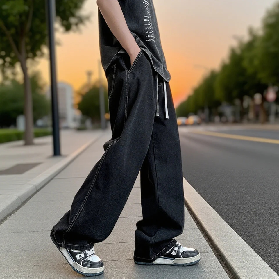 2025 Baggy Jeans Men Clothing Trousers Male Mens Pants Y2k Jean Streetwear Wide Leg Denim Shorts Man Flared Cargo 251018