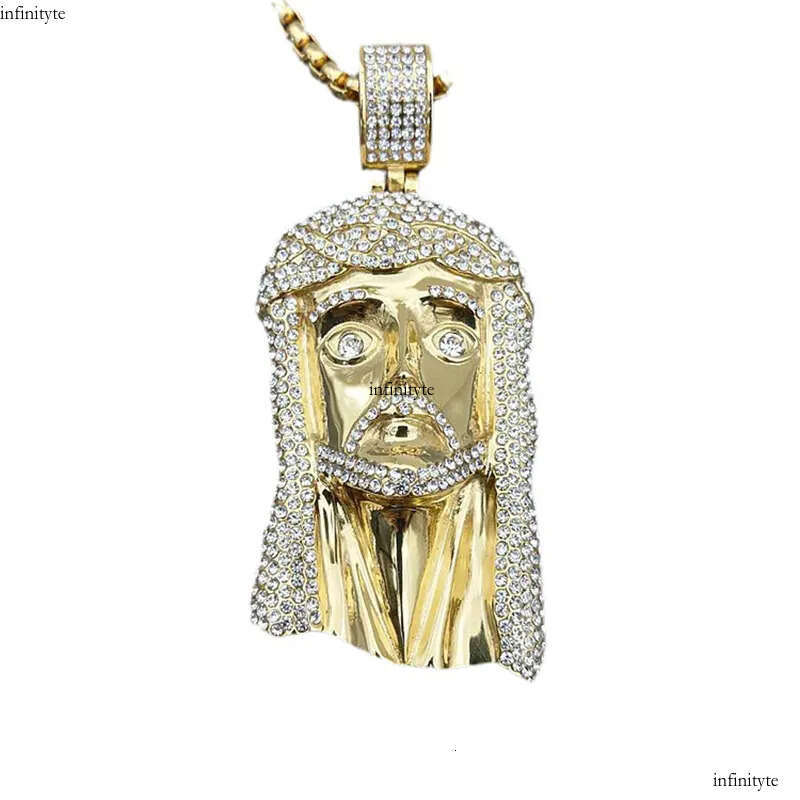 Hip Hop Large Jesus Pendant Necklace Titanium Steel Gold Plated Religious Jewelry