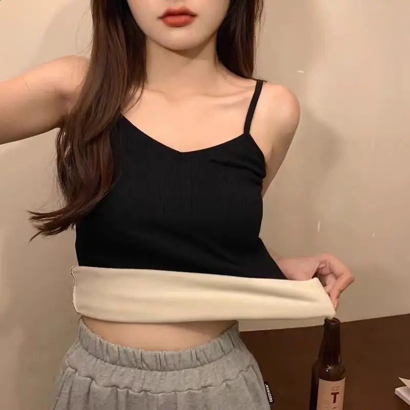 Women Velvet Vest Plush Winter Thickened Unwear Solid Color Thermal Underwear Camisole Warm Sling Vest Top Bottoming Clothing 251023