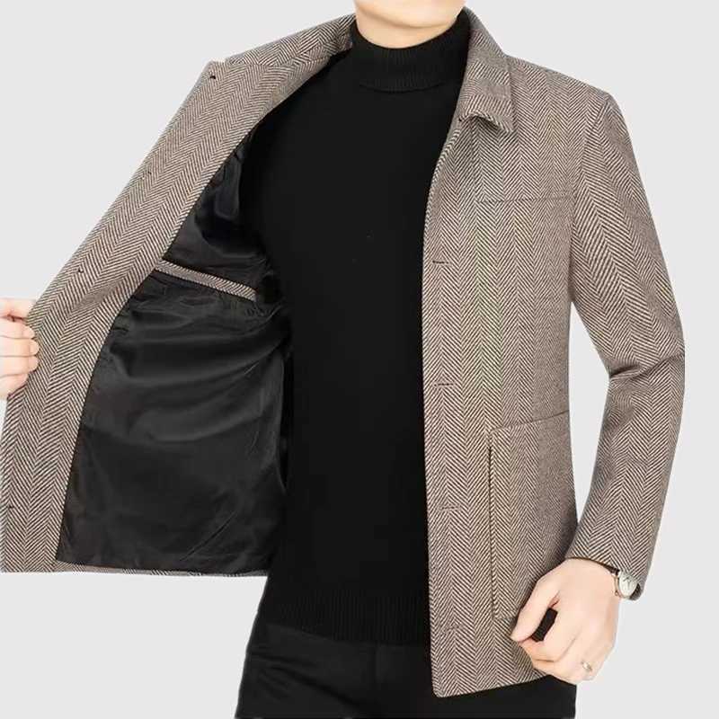 Mens Fashion Spring New Casual Lapel Jacket 2024 High Quality Handsome Business Top for Middleaged Dad Suit W251023