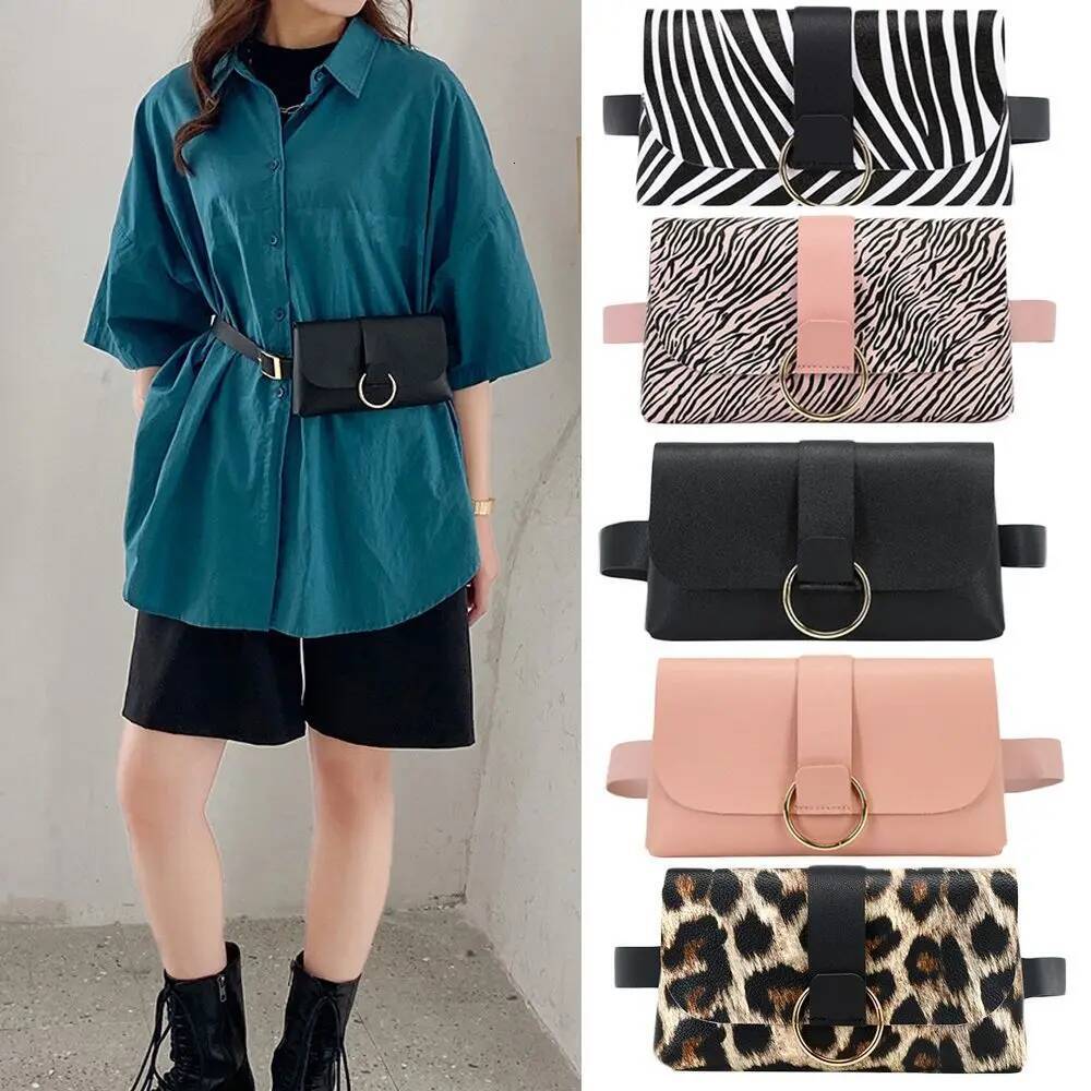 New autumn and winter luxury handbag women's belt leopard print PU belt phone bag flip leather designer bag women's belt bag change small ba