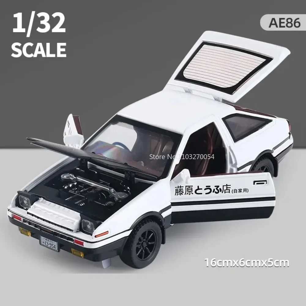 132 AE86 Minicar Alloy Diecast Model Car Toys Pull Back Sound Light Doors Openable Toys Series Boys Birthday Gifts CollectionT251023