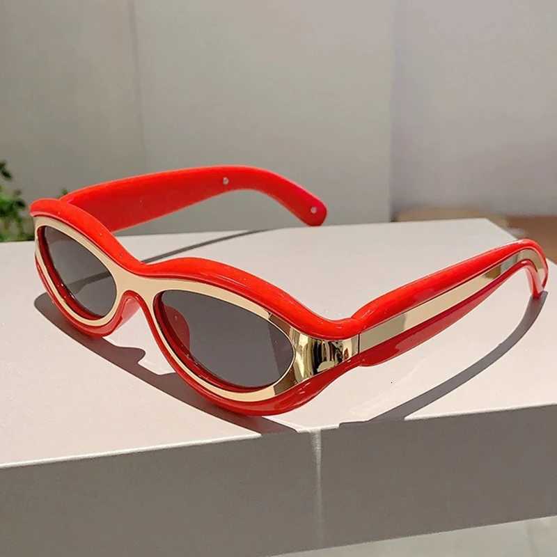 Y2K Vintage Luxury Brand Designer Double Color Cat Eye Sunglasses Women For Men Sun Glasses Trend Punk Popular Small Frame ShadeW251023