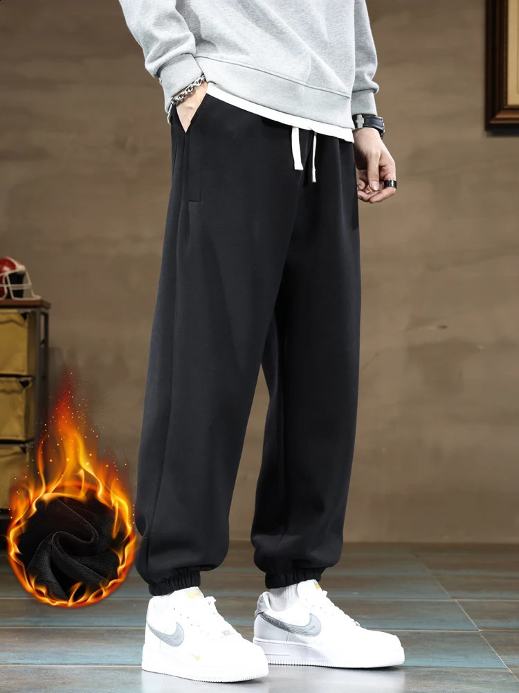 Mens Winter Fleece Joggers AnkleLength Thick Warm Knitted Sweatpants Loose Fit Thermal Sport Trousers Asian Size M8XL 251023