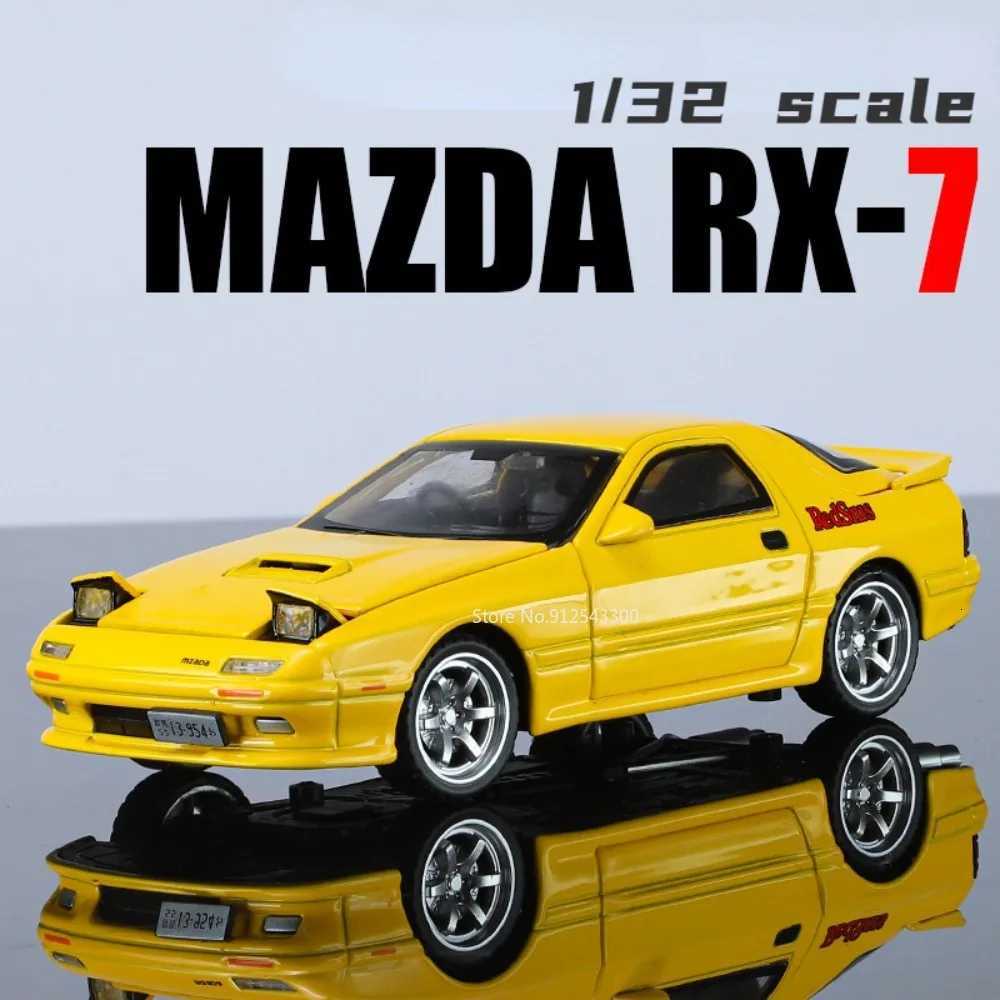 132 Scale RX7 Alloy Diecast Toy Car Models with Sound Light Pull Back Model Car Toys for Kids Birthday Collectible GiftsT251023