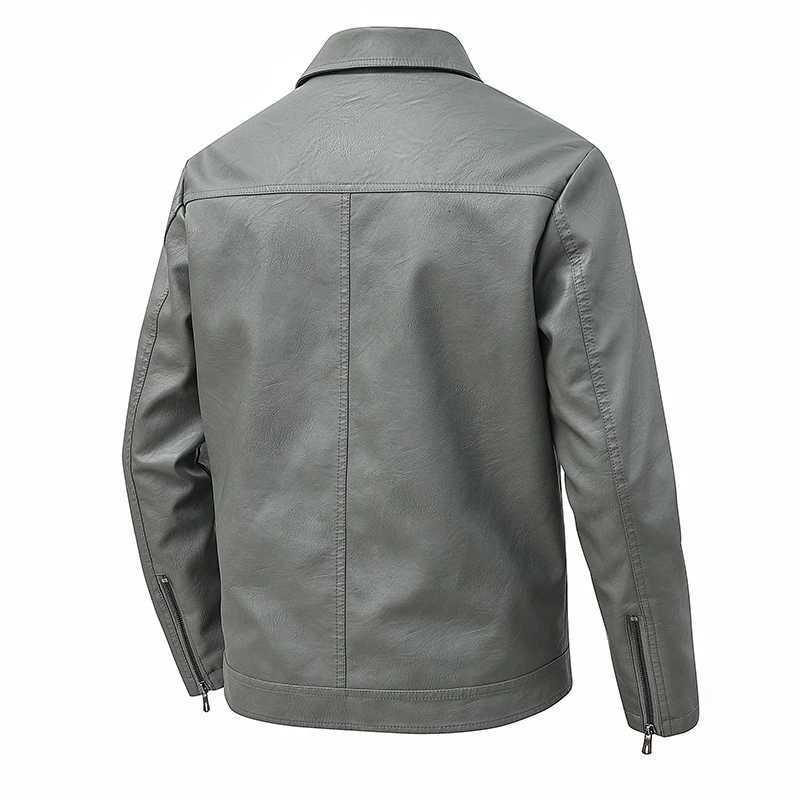 Spring Autumn Mens Leather Jacket Male Fashion Slim Lapel Leather Coat Husband Gift Youth Retro Business Leather Jacket W251023