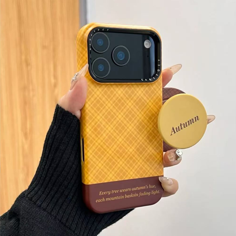 Autumn and Winter Spliced Orange Base Magnetic Stand Compatible with iPhone 17 Pro Max iPhone16 Phone Case 15 Pro