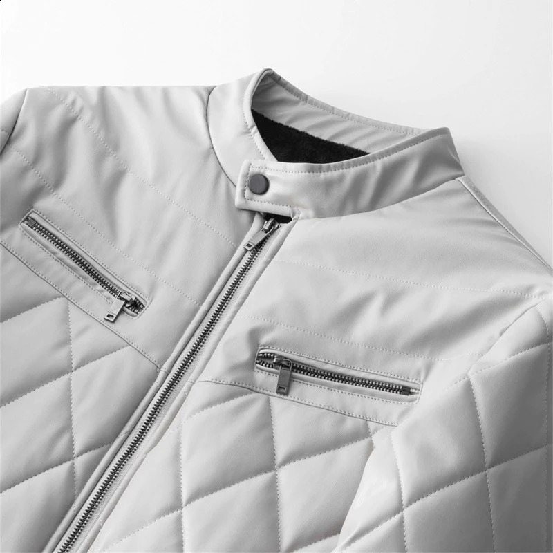 Mens Casual PU Leather Jacket Business Thickened Warm Fleece Streetwear Winter y Trendy Jackets 251023