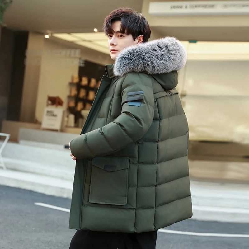 Mens Outdoor Highquality Windproof Breathable Thick Padded Jacket Winter and Warm with Hat Long Cotton 251015