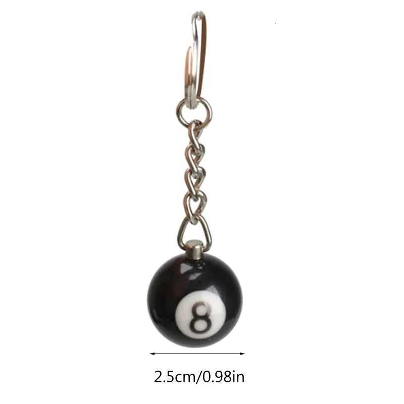 Fashion Creative Billiard Pool Keychain Table Ball Key Ring Lucky Black No8 Key Chain 25mm Resin Ball Jewelry Gift Z251023